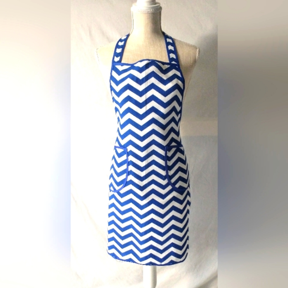 Chevron Royal Blue Full Apron